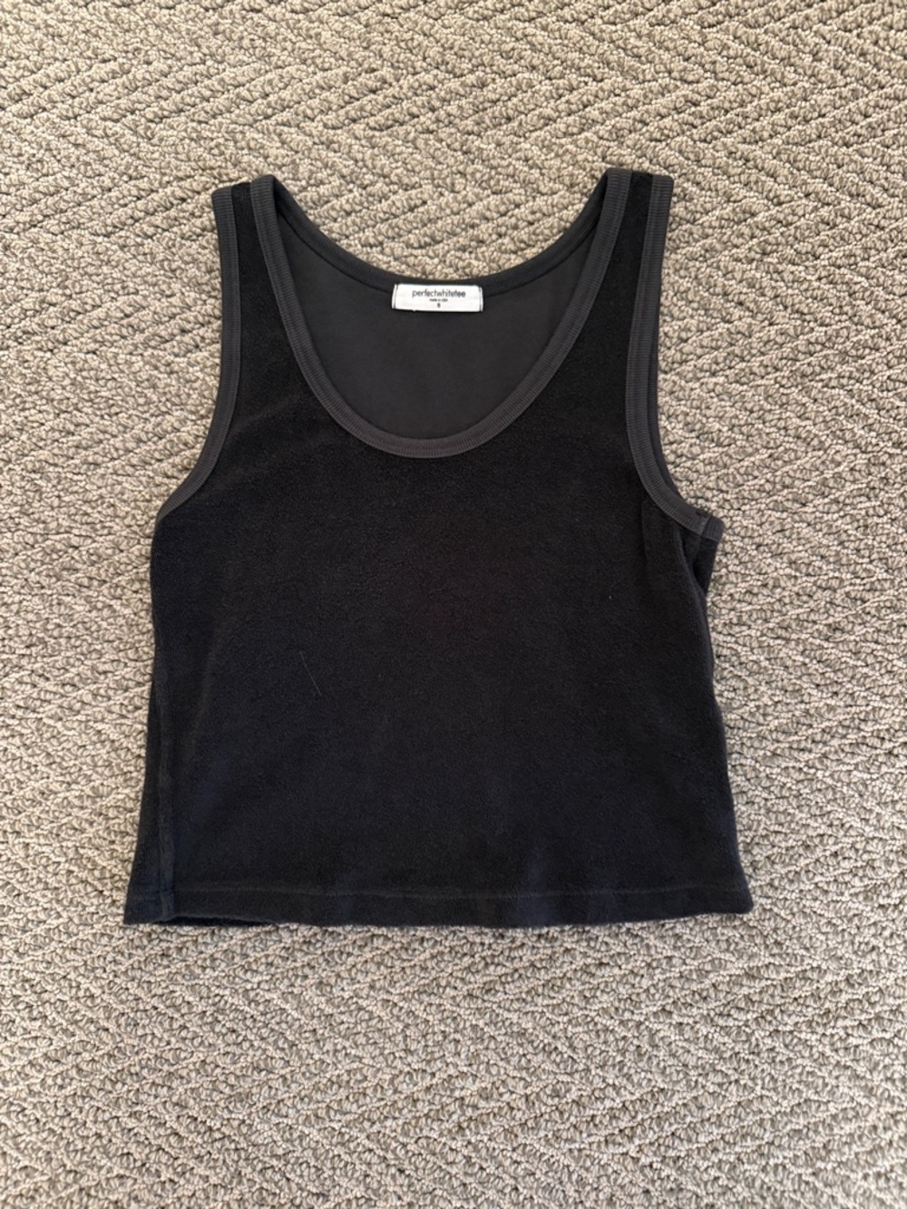 Perfectwhitetee black terry tank top S